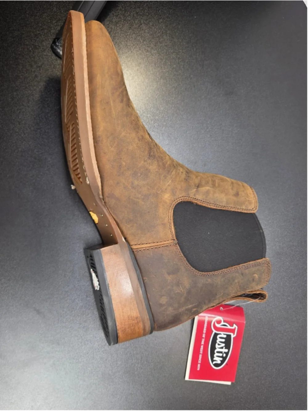 Justin FN4150 Men’s Chelsea Western Boots Brown Leather Slip On Size 11D NWT 708